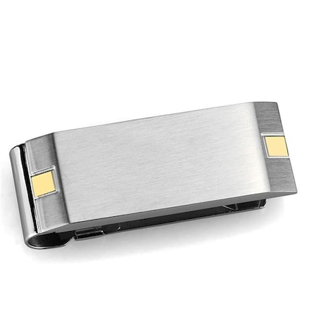 Alamode Alamode TK2069 Men Two-Tone IP Gold Stainless Steel Money Clip with No Stone in No Stone TK2069